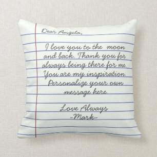 Coussin Lettre d'amour manuscrite ou message personnalisé
