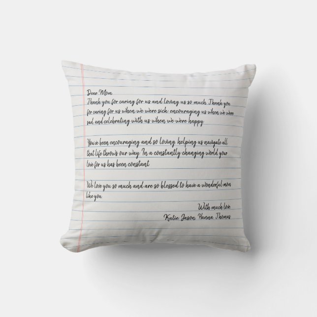 Coussin Lettre d'amour personnalisée manuscrite (Recto)