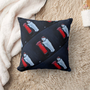 Coussin Lettre de bonhomme de neige au Père Noël Peinture