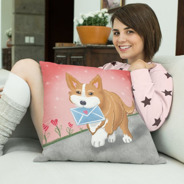 Coussin Lettre de doux cœur livrée par Corgi  (Créateur téléchargé)