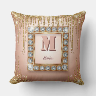 Coussin Lettre de monogramme de nom personnalisé de luxe
