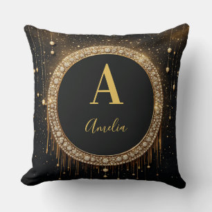 Coussin Lettre de monogramme personnalisée avec paillettes