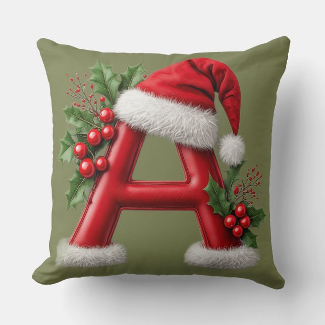 Coussin Lettre de Noël A Monogramme Décoration pour Maison (Recto)