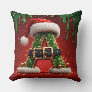 Coussin Lettre de Noël A pour décoration de fêtes