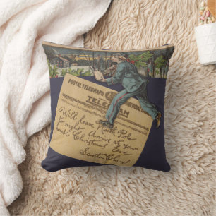 Coussin Lettre de Noël Père Noël vintage