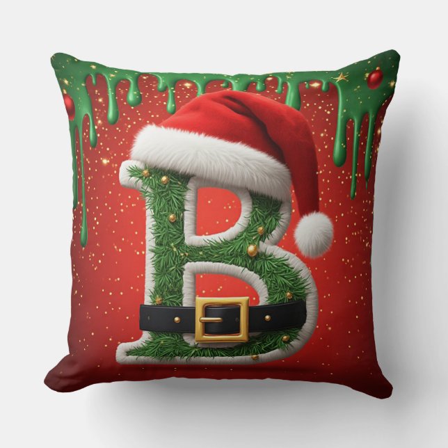 Coussin Lettre de Santa B avec charme de vacances de Noël  (Recto)