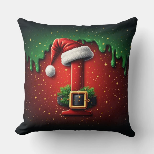 Coussin Lettre de Santa I avec monogramme d'ornement de No (Recto)