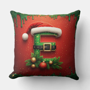 Coussin Lettre E de Santa avec décoration de couronne de N