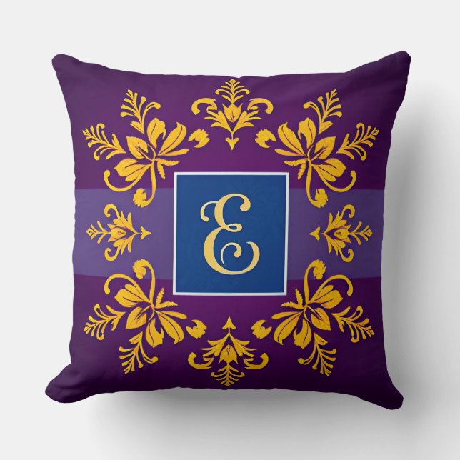 Coussin Lettre E dorée élégante baroque (Recto)