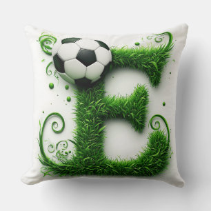 Coussin Lettre E en topiaire d'herbe verte avec ballon de 