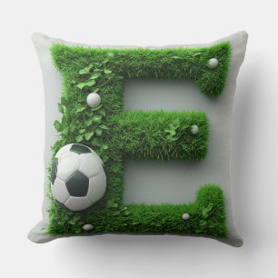 Coussin Lettre E en topiaire d'herbe verte avec ballon de 