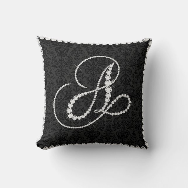 Coussin Lettre Élégante A Diamants Étincelants -Monogramme (Recto)