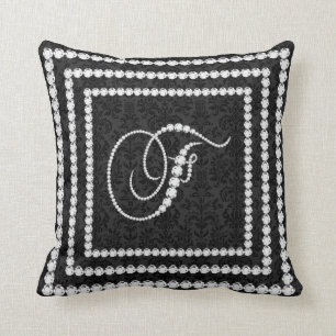 Coussin Lettre Élégante F Diamants Étincelants -Monogramme