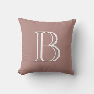 Coussin Lettre Élégante Monogramme Initial Rose Pâle