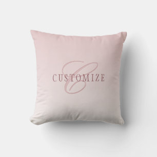 Coussin Lettre élégante & monogramme Rose ombré