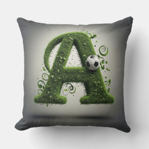 Coussin Lettre en gazon vert A Topiaire avec ballon de foo