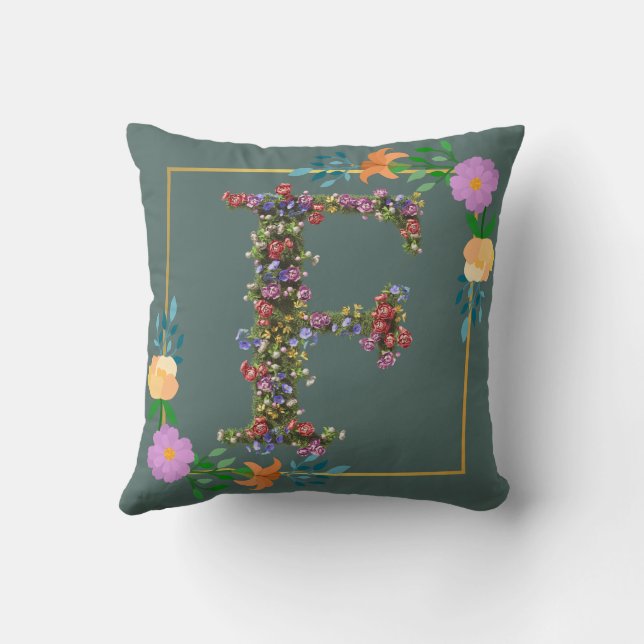 Coussin Lettre F de l'alphabet floral (Verso)