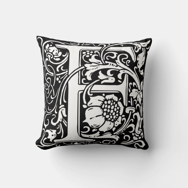 Coussin Lettre F Médiévale Monogramme Art Nouveau (Recto)