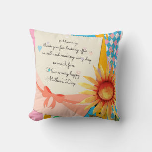 Coussin LETTRE Fleur de Tournesol Envelope Fête des Mères