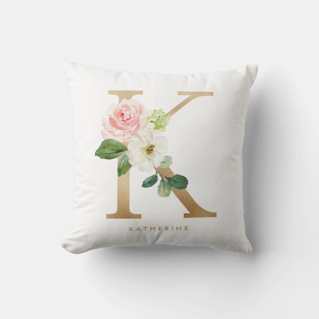 Coussin LETTRE Florale Faux OR FOLON K MONO (Recto)