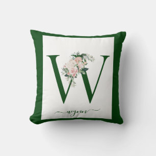 Coussin Lettre florale monogrammée W