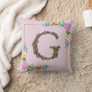 Coussin Lettre G de l'alphabet floral