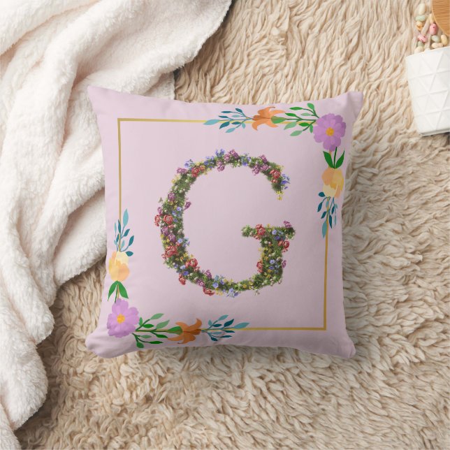 Coussin Lettre G de l'alphabet floral (Couverture)