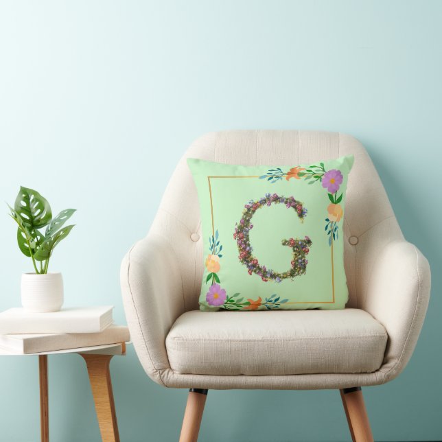 Coussin Lettre G de l'alphabet floral (Chaise)