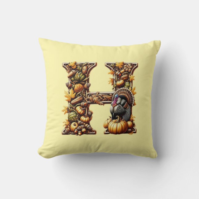 Coussin Lettre H style cadeau de Thanksgiving  (Recto)