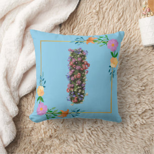 Coussin Lettre I de l'alphabet floral
