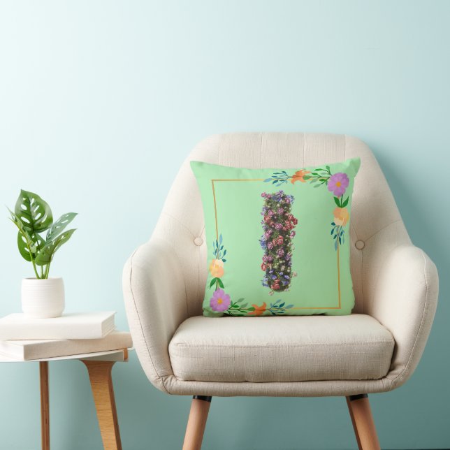 Coussin Lettre I de l'alphabet floral (Chaise)