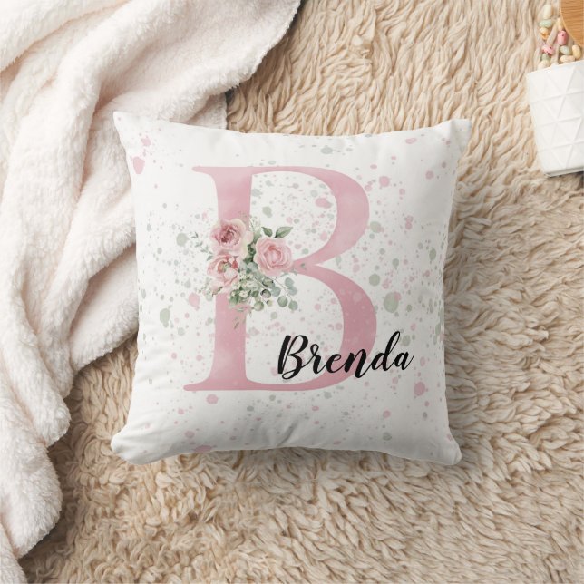 Coussin Lettre initiale bébé et prénom aquarelle (Couverture)