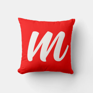 Coussin LETTRE INITIALE CalliGRAPHIQUE BLANCHE ROUGE