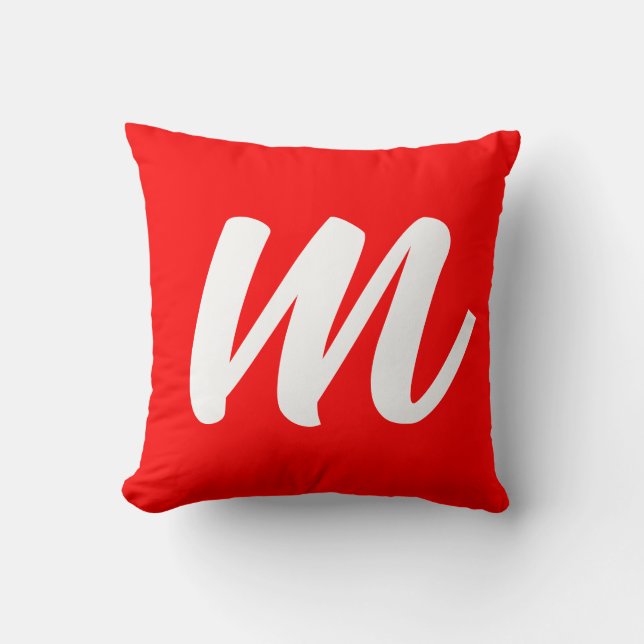 Coussin LETTRE INITIALE CalliGRAPHIQUE BLANCHE ROUGE (Recto)