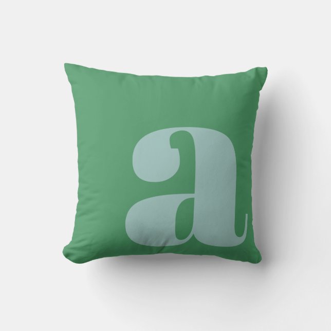 Coussin Lettre initiale de monogramme gras bleu clair vert (Recto)