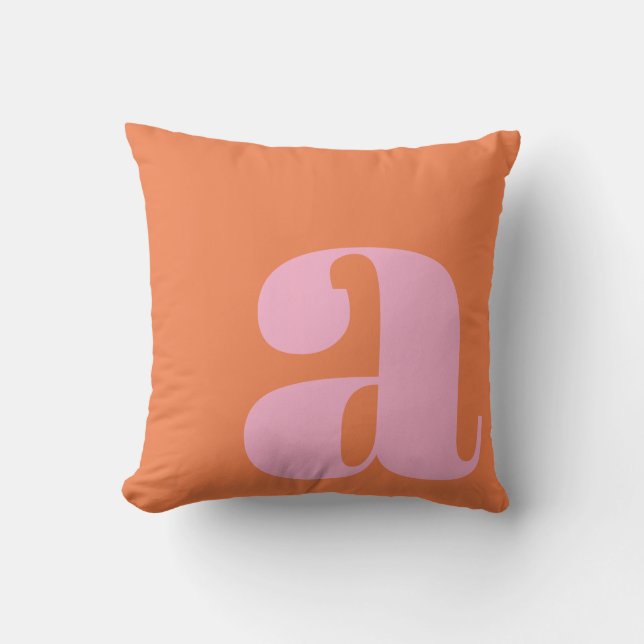 Coussin Lettre initiale de monogramme gras rose orange lud (Recto)