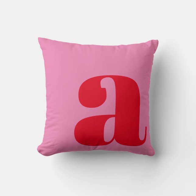 Coussin Lettre initiale de monogramme gras rose rouge ludi (Recto)