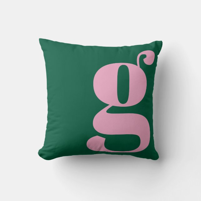 Coussin Lettre initiale de monogramme moderne Prépa Rose V (Recto)
