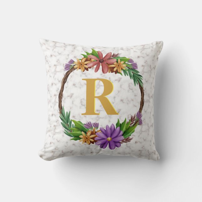 Coussin Lettre initiale Lettre initiale Monogramme Nom Mar (Recto)