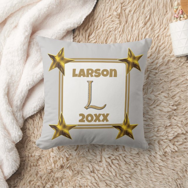 Coussin Lettre initiale monogramme L accent étoiles or arg (Couverture)