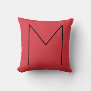 Coussin Lettre initiale Monogramme moderne minimaliste rou