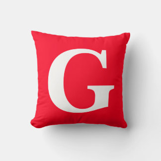 Coussin Lettre initiale Monogramme Rouge Blanc Plaine Simp