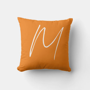 Coussin Lettre initiale Monogramme Style moderne Orange Bl