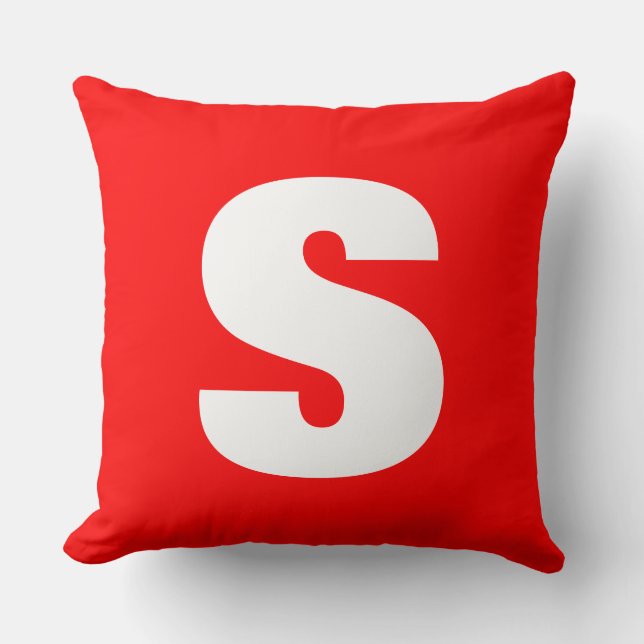 Coussin Lettre initiale Monogramme Style moderne Rouge Bla (Recto)