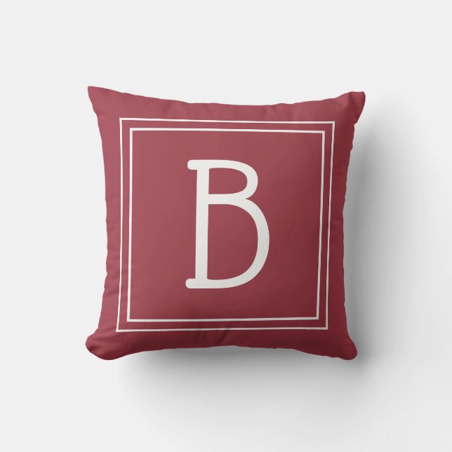 Coussin Lettre initiale monogrammée tendance Rouge cramois (Recto)