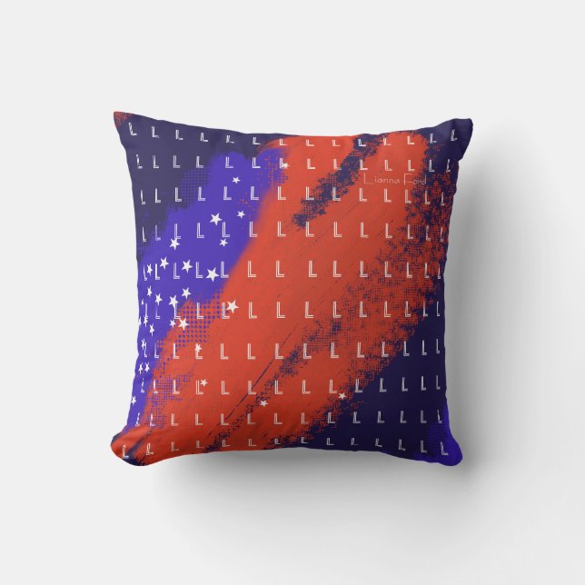 Coussin lettre initiale personnalisée de votre nom sur le  (Recto)