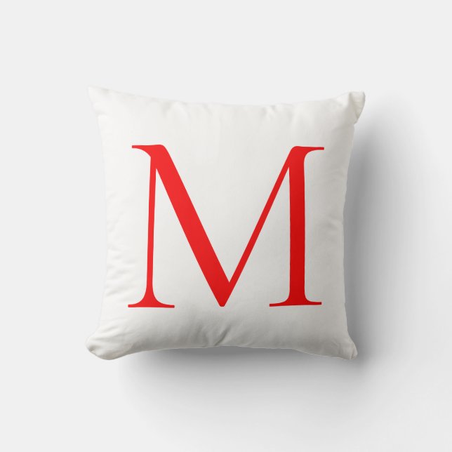 Coussin Lettre initiale rouge blanc monogrammed profession (Recto)
