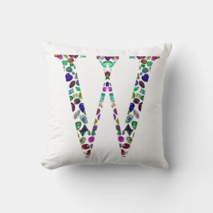 Coussin Lettre initiale W Gemstone Design