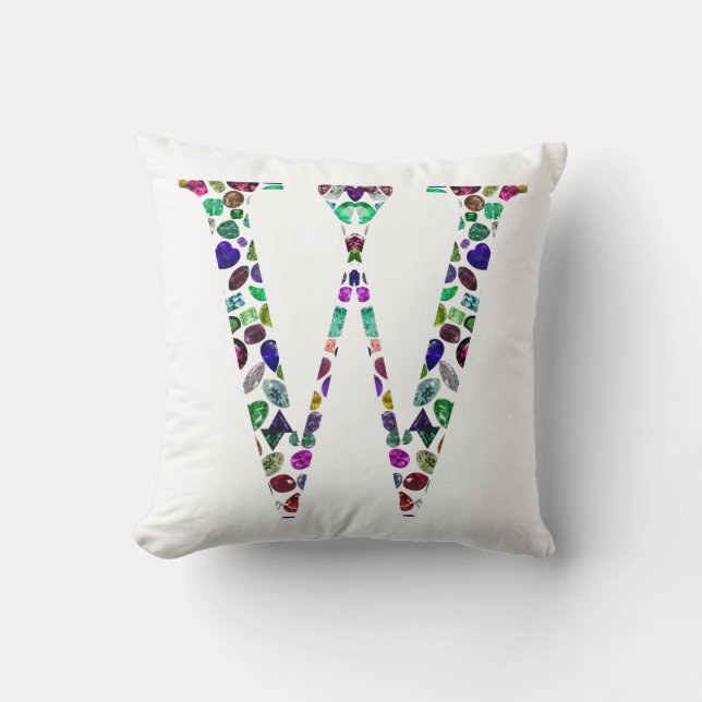 Coussin Lettre initiale W Gemstone Design (Recto)
