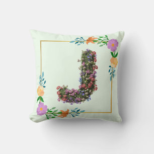 Coussin Lettre J de l'alphabet floral
